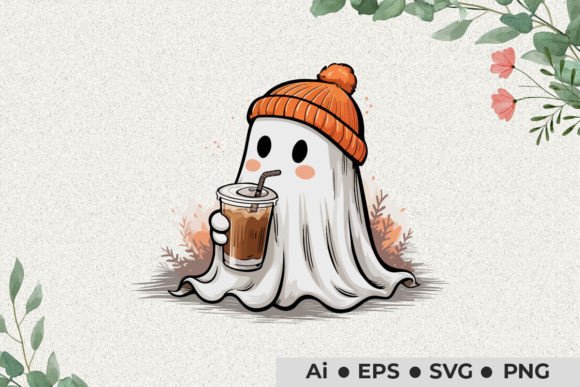 Halloween Ghost Drink Coffee SVG PNG Review